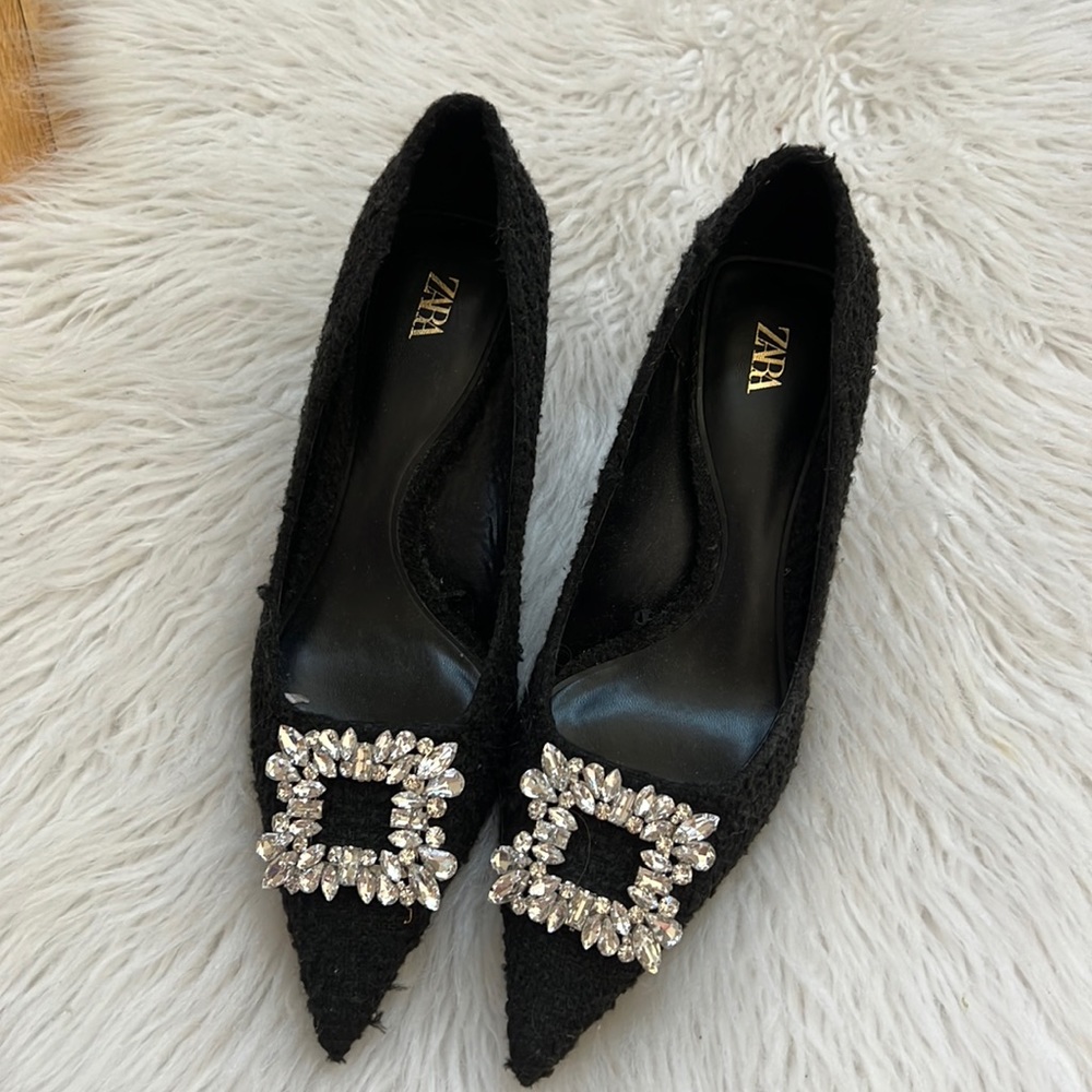 Zara textured embellished shoes